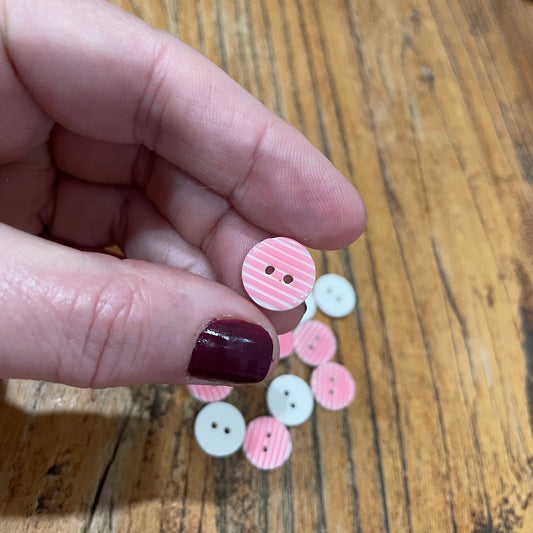 Button, Light Pink Striped Resin, 13mm
