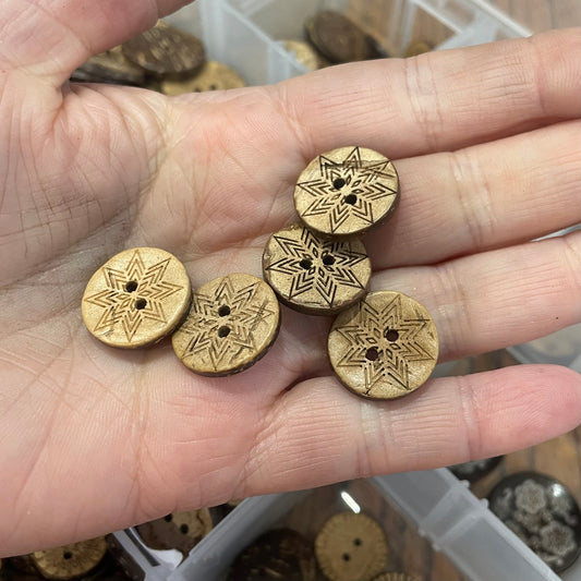 Button, Star Coconut, 18mm