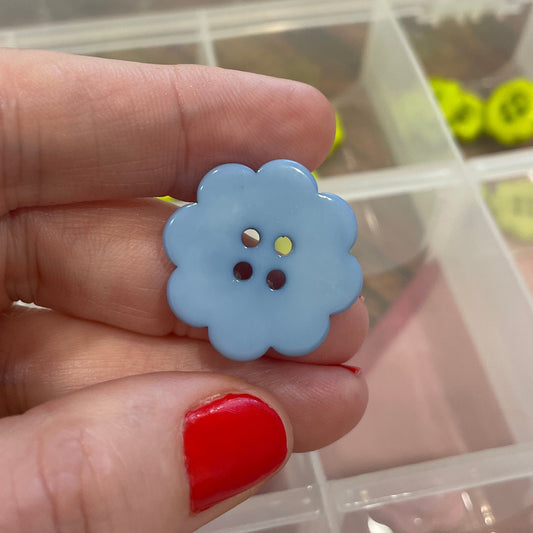 Button, Cornflower Blue Petal Ridge Acrylic, 25mm