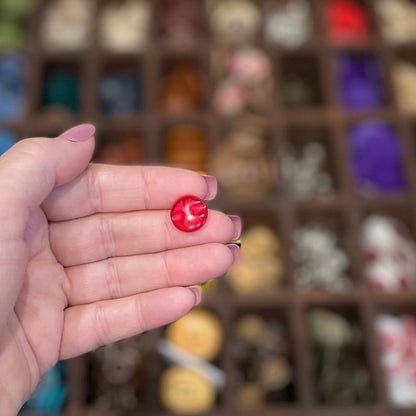 Button, Red Pansy Resin, 14mm