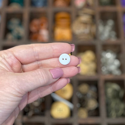 Button, Blue Gingham Resin, 13mm