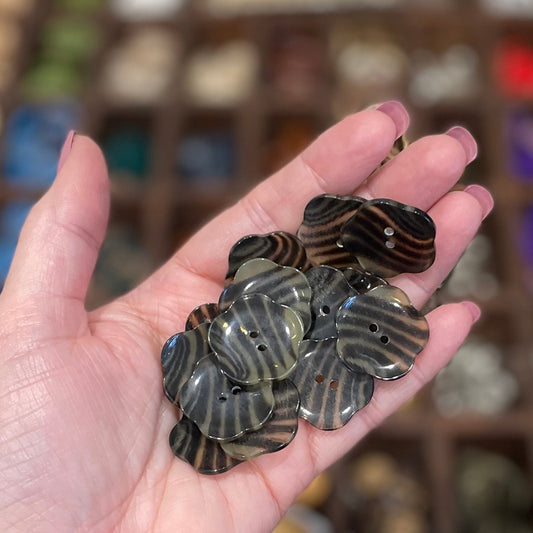 Button, Vintage Striped Flower Acrylic, 23.5mm