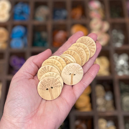 Button, Tree Pear Wood, 30mm