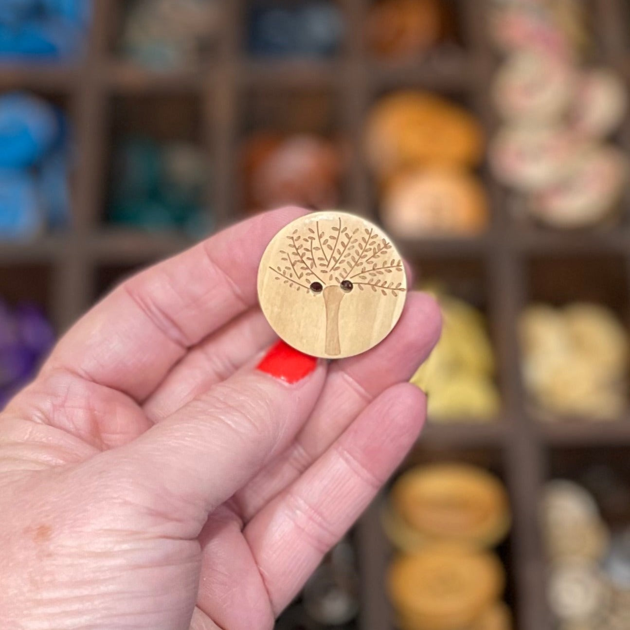 Button, Tree Pear Wood, 30mm