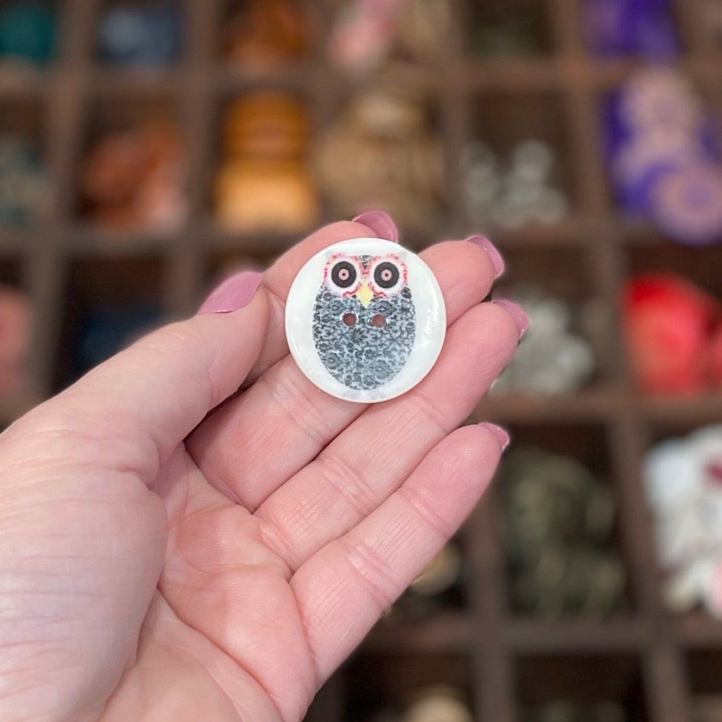 Button, Owl Shell, 30mm