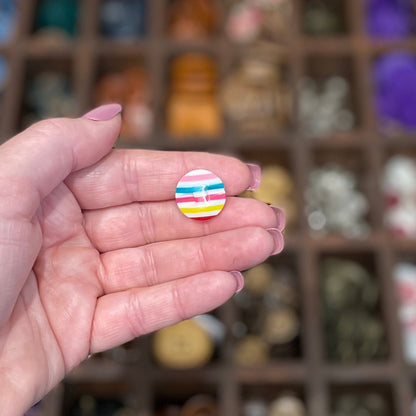 Button, Rainbow Stripes Resin, 17mm