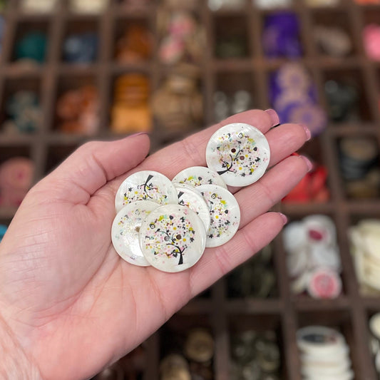 Button, Colourful Tree Shell, 30mm