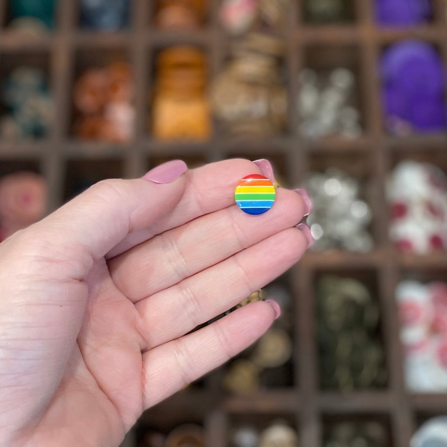 Button, Rainbow Brights Resin, 13mm