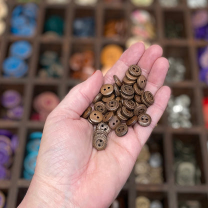 Button, Aztec Sun Pear Wood, 12mm