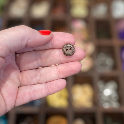 Button, Aztec Sun Pear Wood, 12mm