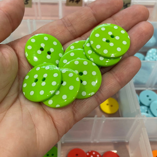 Button, Green with White Spots Resin, 25mm