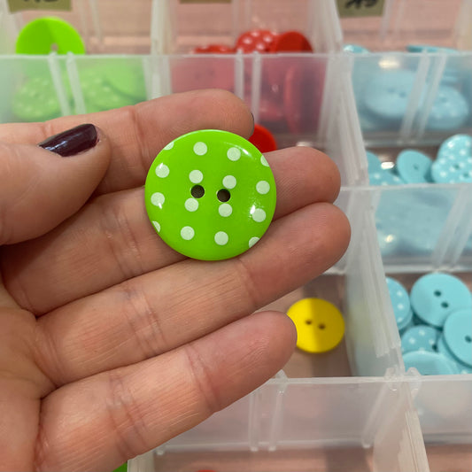Button, Green with White Spots Resin, 25mm