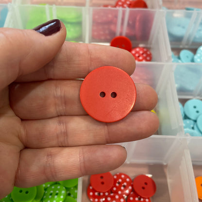 Button, Red with White Spots Resin, 25mm