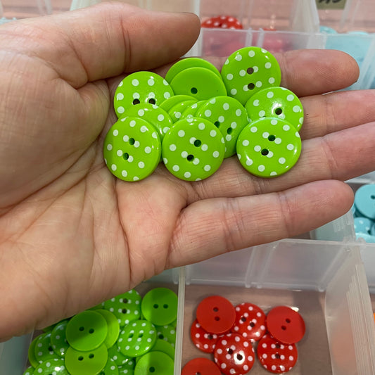 Button, Green with White Spots Resin, 20mm