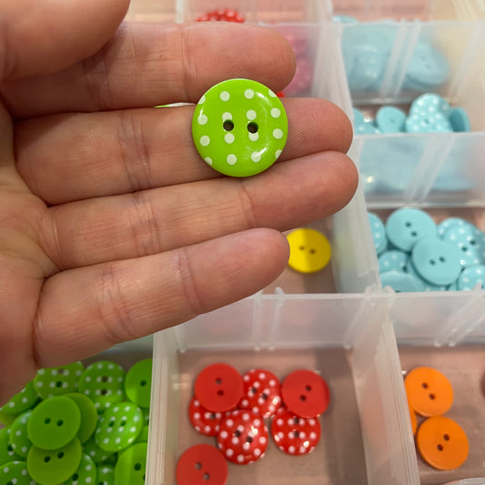 Button, Green with White Spots Resin, 20mm