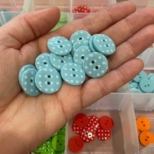 Button, Light Blue with White Spots Resin, 20mm