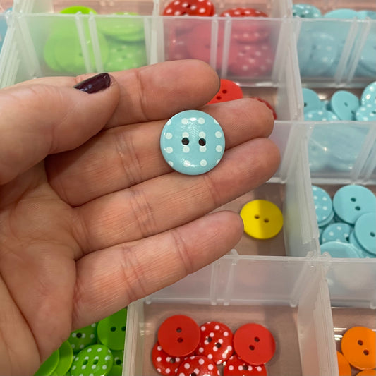Button, Light Blue with White Spots Resin, 20mm