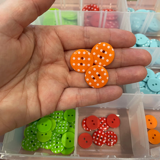 Button, Orange with White Spots Resin, 20mm