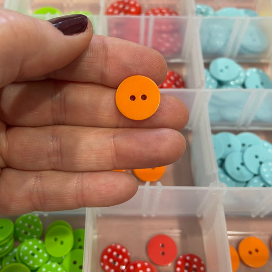 Button, Orange with White Spots Resin, 15mm