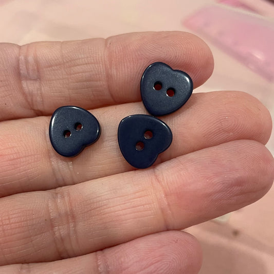 Button, Navy Heart Resin, 10mm