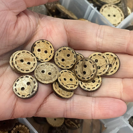 Button, Stitched Coconut, 15mm