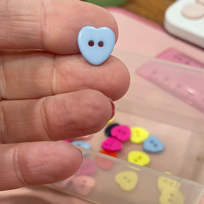 Button, Light Blue Heart Resin, 10mm