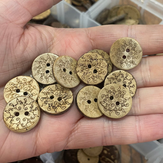Button, Flambe Coconut, 18mm