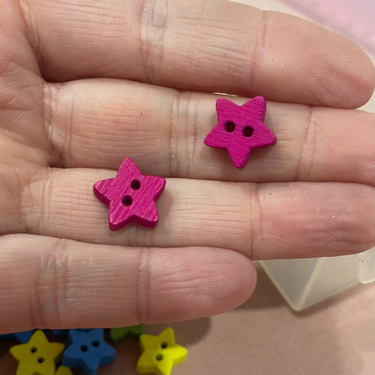 Button, Pink Star Pear Wood, 13mm