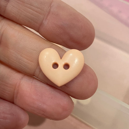 Button, Peach Heart Resin, 18mm
