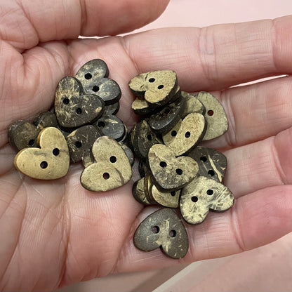 Button, Heart Coconut, 15mm