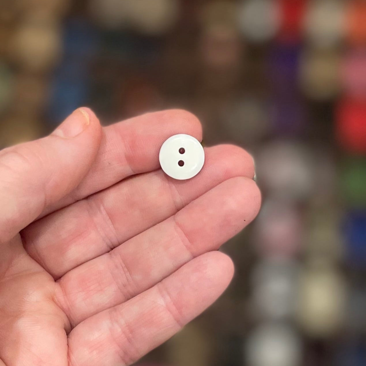 Button, Brown Gingham Resin, 13mm