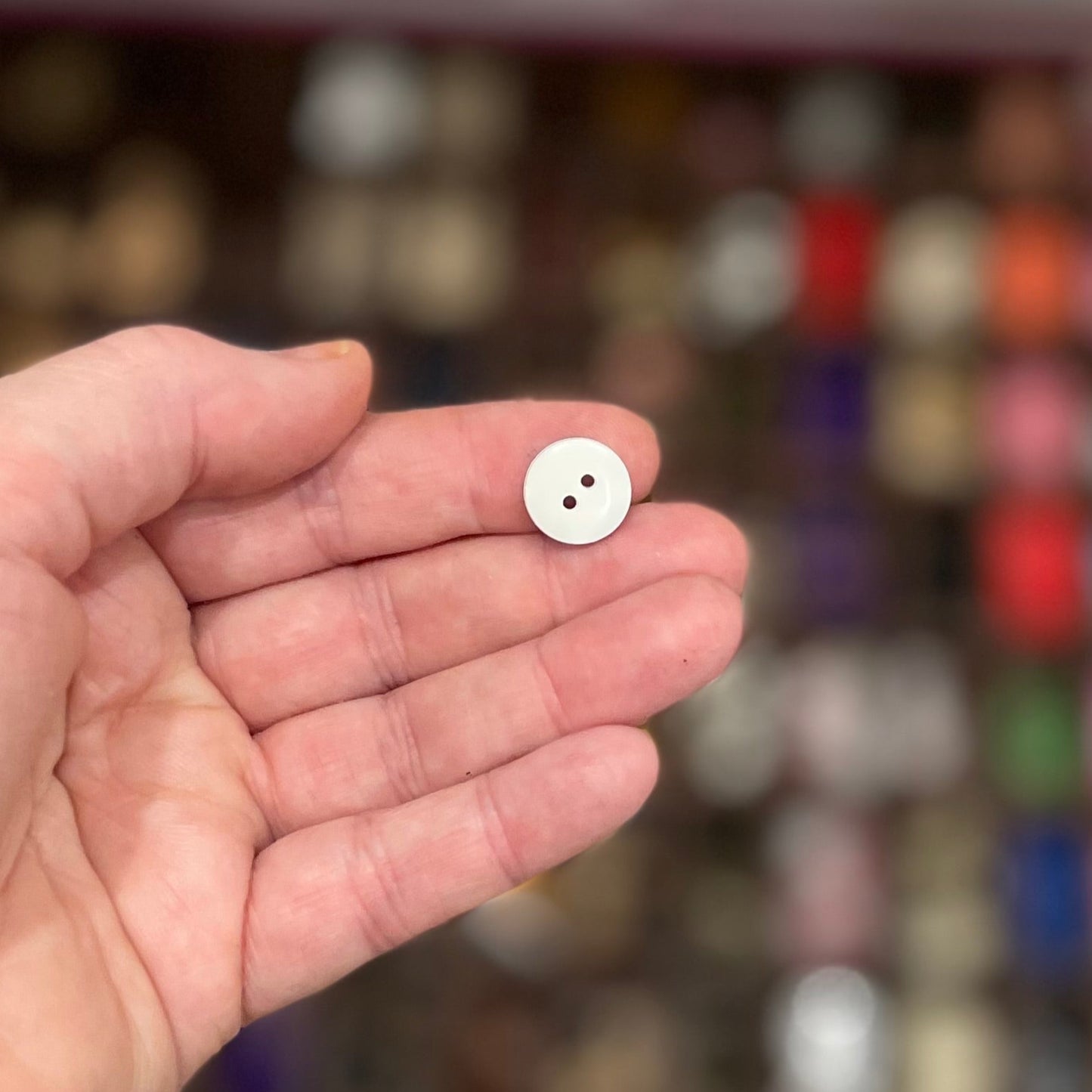 Button, Navy Gingham Resin, 13mm