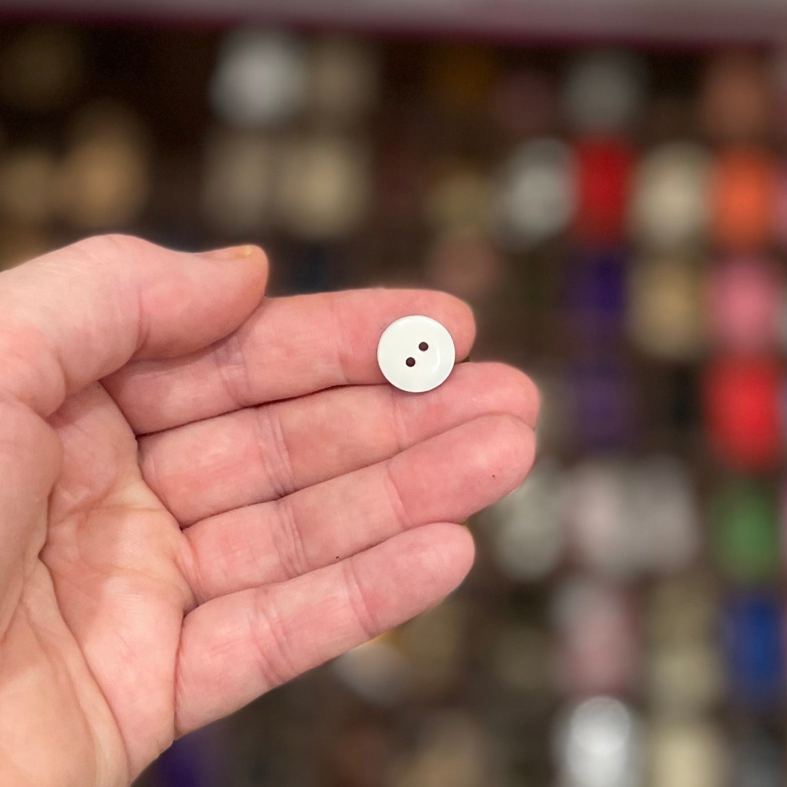 Button, Navy Gingham Resin, 13mm