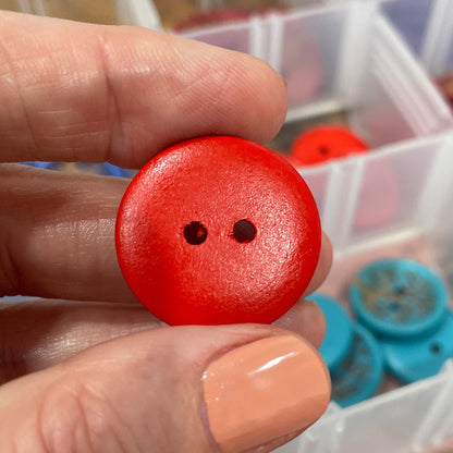 Button, Red Tree of Life Pear Wood, 25mm