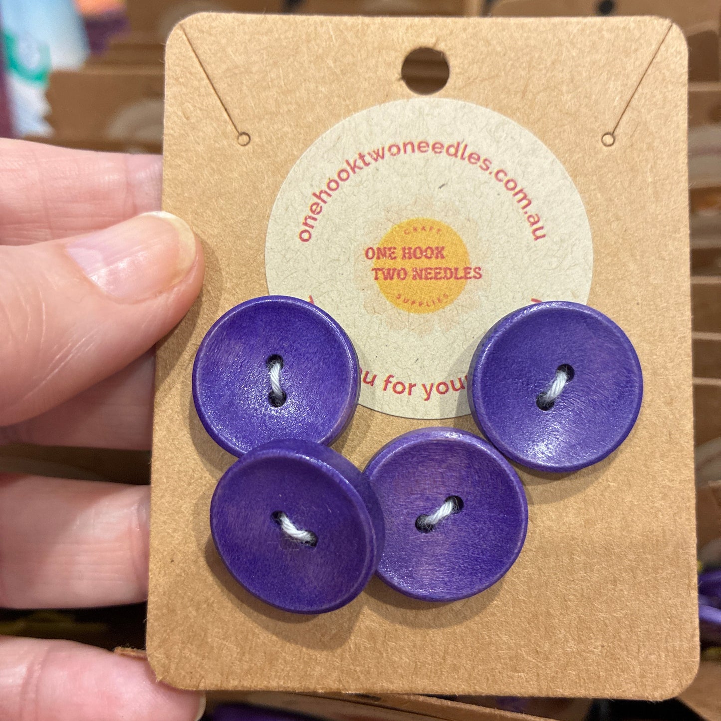Buttons, Card of 4, Concave Pear Wood, 20mm