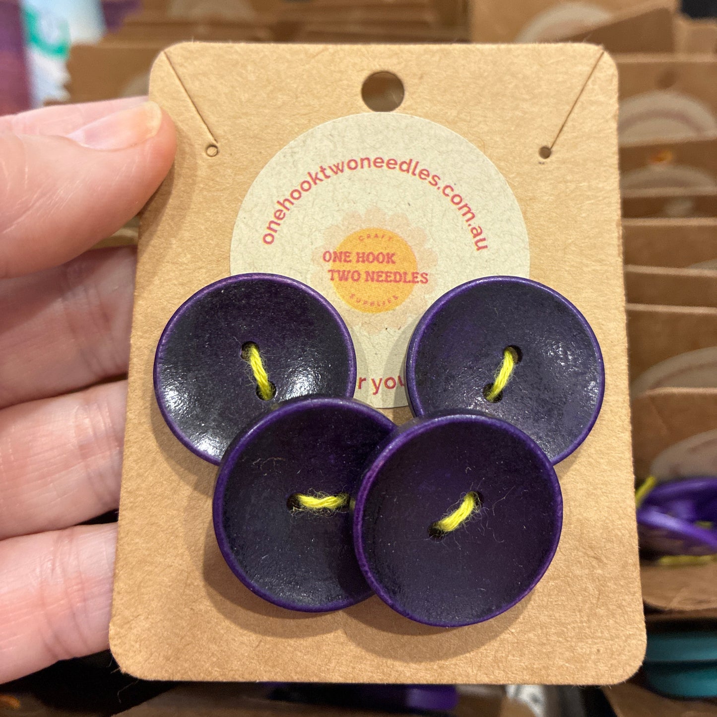 Buttons, Card of 4, Concave Pear Wood, 25mm