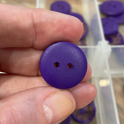 Button, Purple Fleur De Lis Pear Wood, 20mm