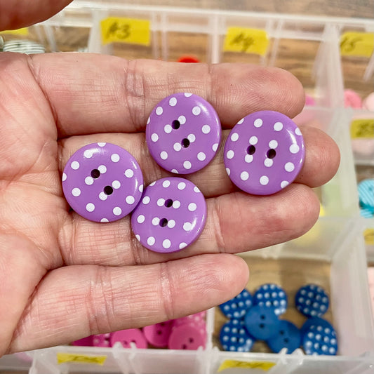 Button, Purple with White Spots Resin, 19mm