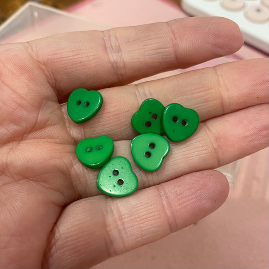 Button, Green Heart Resin, 10mm