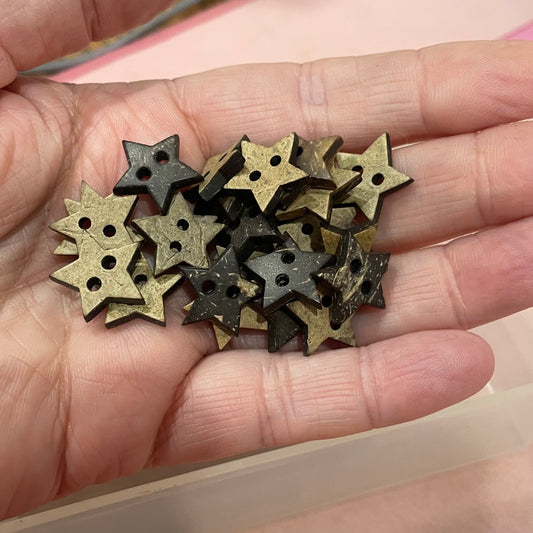 Button, Star Coconut, 15mm