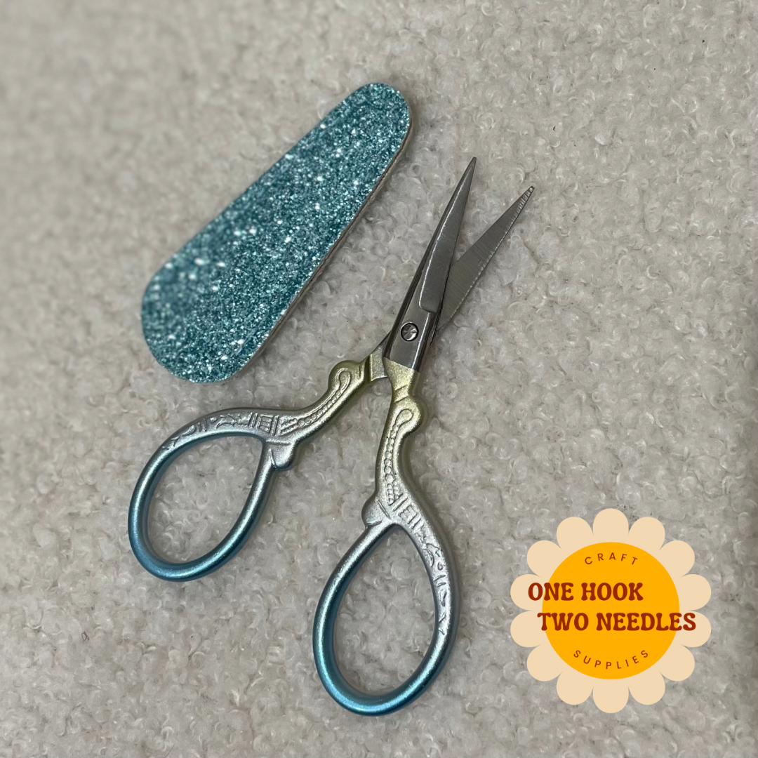 Ombre Scissors with Glitter Scissor Sheath, Blue