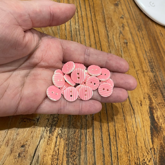 Button, Light Pink Striped Resin, 13mm