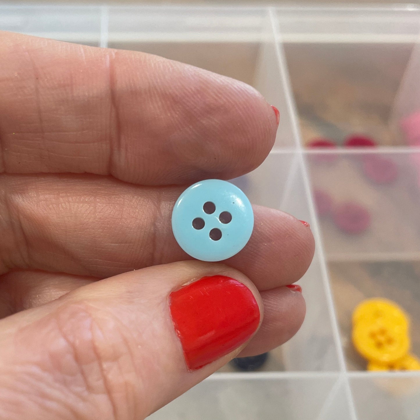 Button, Light Blue Ridge Acrylic, 11mm