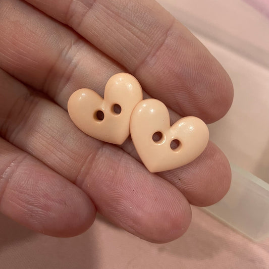Button, Peach Heart Resin, 18mm