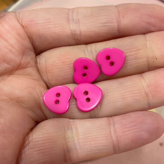 Button, Pink Heart Resin, 10mm