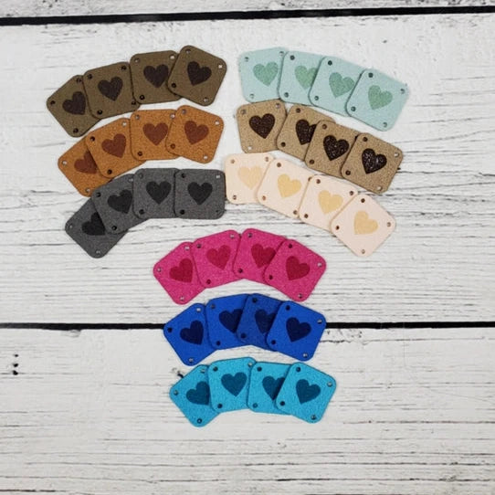 Faux Suede Solid Heart Square Tags