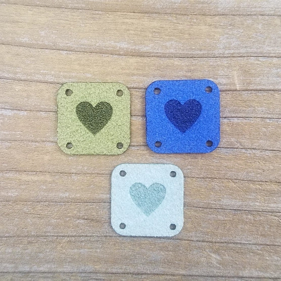 Faux Suede Solid Heart Square Tags