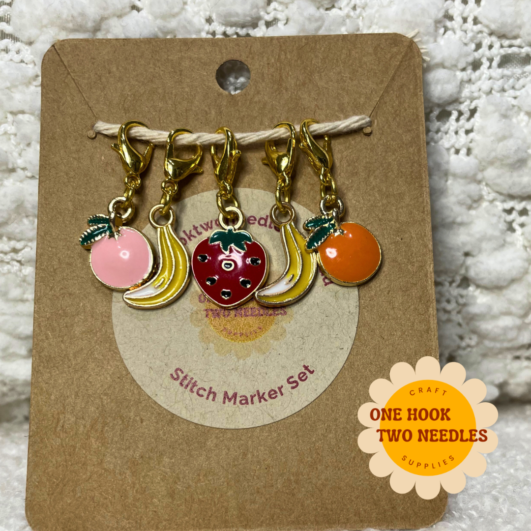 Fruit Salad Stitch Markers, Set of 5