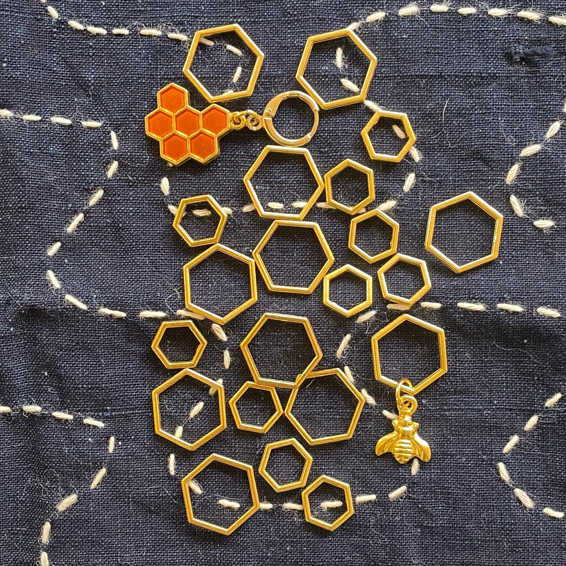 Honey Bee Stitch Marker Set, Gold