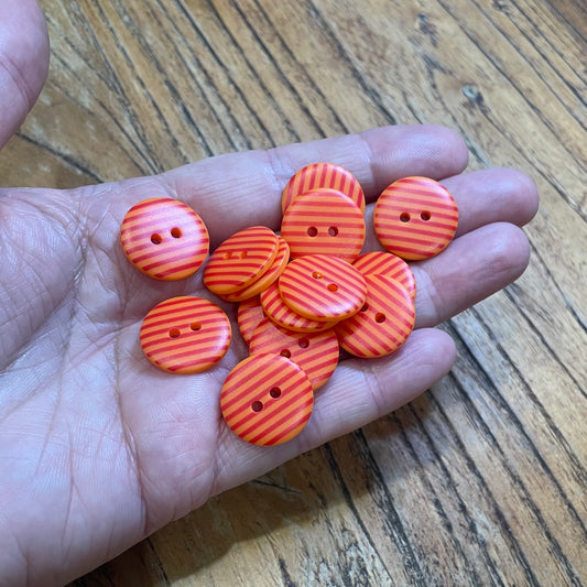 Button, Orange with Red Stripes Resin, 18mm